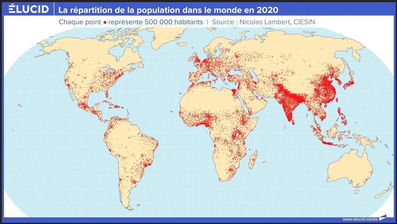 La répartition de la population mondiale
